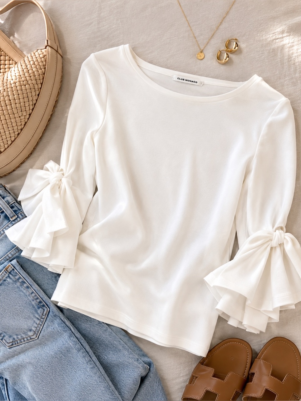 Club Monaco White Long Sleeve Top